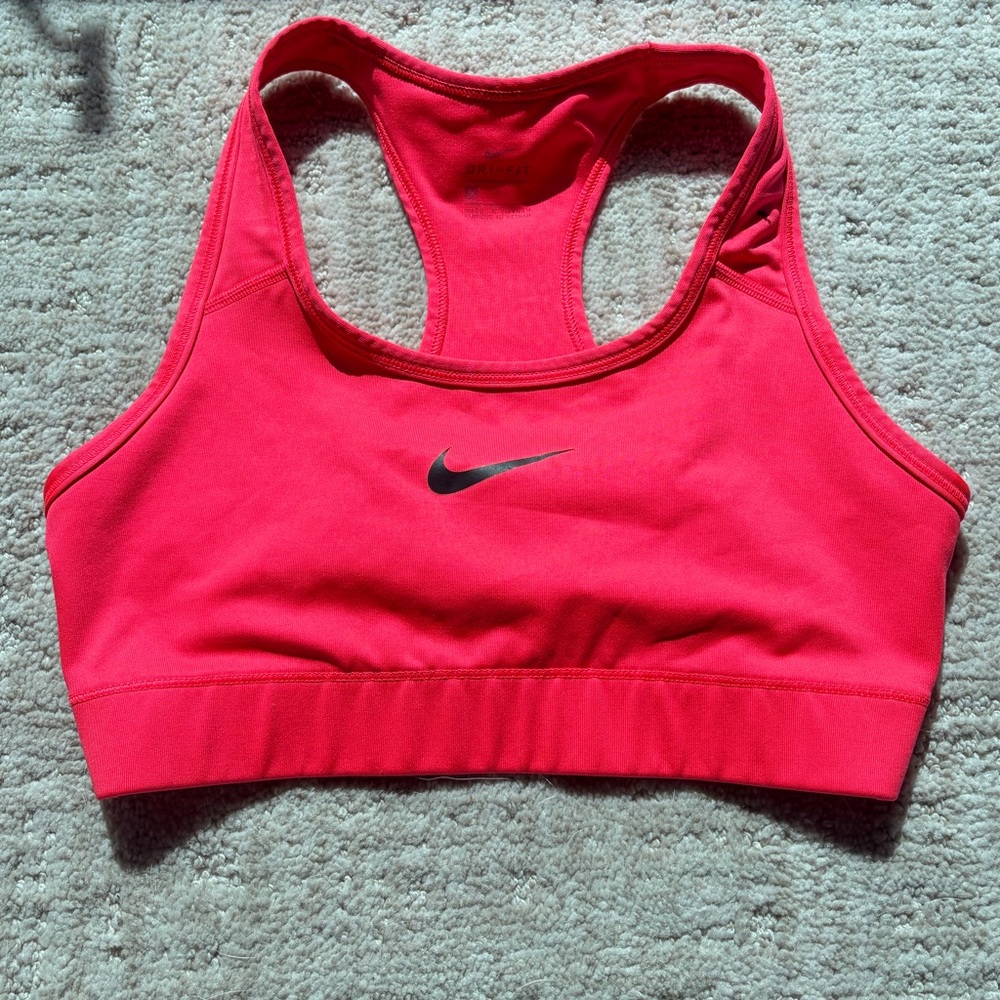 Nike Hot Pink Racerback Sports Bra with Black Swoosh